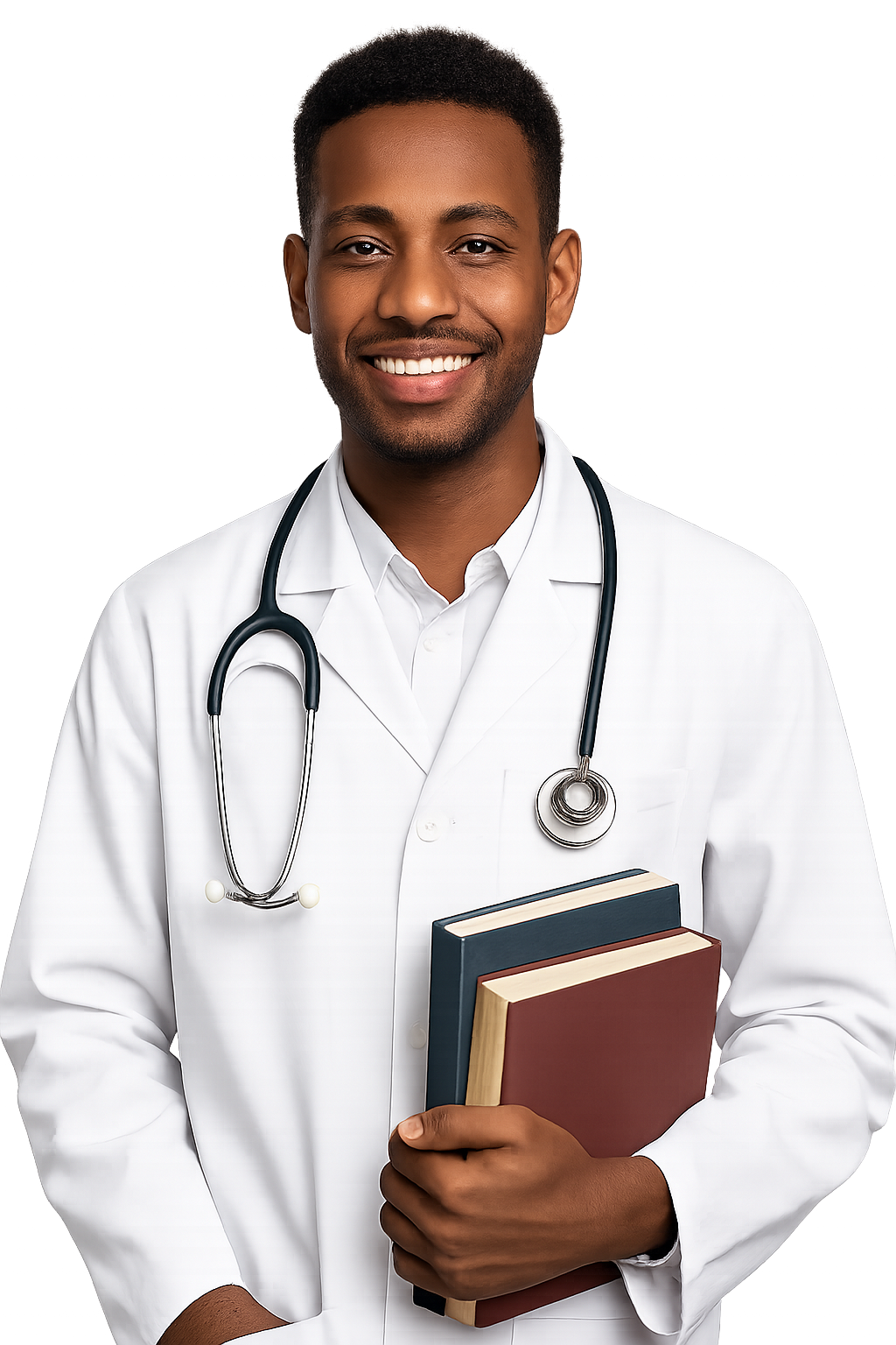 medical student with textbooks